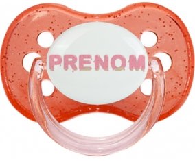 Tétine Prénom ou texte personnalisée alphabet style-33 :Rouge à paillette Tétine embout cerise 0/6 mois