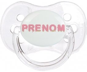 Tétine Prénom ou texte personnalisée alphabet style-33 :Transparent classique Tétine embout cerise 0/6 mois