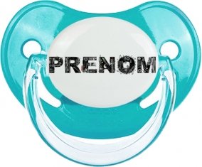 Tétine Prénom ou texte personnalisée alphabet style-34 :Bleue classique embout physiologique 0/6 mois