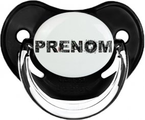 Tétine Prénom ou texte personnalisée alphabet style-34 :Noir classique embout physiologique 0/6 mois