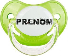 Tétine Prénom ou texte personnalisée alphabet style-34 :Vert classique embout physiologique 0/6 mois