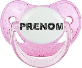 Tétine Prénom ou texte personnalisée alphabet style-34 :Rose à paillette embout physiologique 0/6 mois