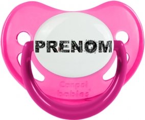 Tétine Prénom ou texte personnalisée alphabet style-34 :Rose phosphorescente embout physiologique 0/6 mois