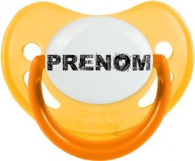 Tétine Prénom ou texte personnalisée alphabet style-34 :Jaune phosphorescente embout physiologique 0/6 mois