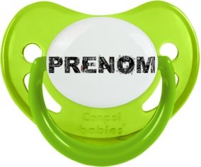 Tétine Prénom ou texte personnalisée alphabet style-34 :Vert phosphorescente embout physiologique 0/6 mois