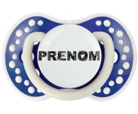 Tétine Prénom ou texte personnalisée alphabet style-34 :Bleu-marine phosphorescente Tétine embout Lovi Dynamic 0/6 mois