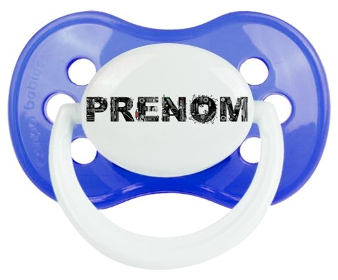 Tétine Prénom ou texte personnalisée alphabet style-34 :Bleu classique Tétine embout anatomique 0/6 mois