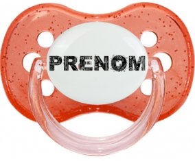 Tétine Prénom ou texte personnalisée alphabet style-34 :Rouge à paillette Tétine embout cerise 0/6 mois