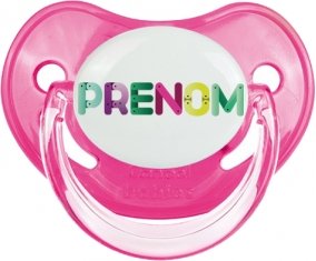 Tétine Prénom ou texte personnalisée alphabet style-35 :Rose classique embout physiologique 0/6 mois