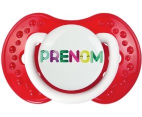 Tétine Prénom ou texte personnalisée alphabet style-35 :Blanc-rouge classique Tétine embout Lovi Dynamic 0/6 mois