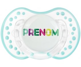 Tétine Prénom ou texte personnalisée alphabet style-35 :Retro-blanc-lagon classique Tétine embout Lovi Dynamic 0/6 mois