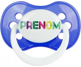 Tétine Prénom ou texte personnalisée alphabet style-35 :Bleu classique Tétine embout anatomique 0/6 mois