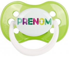 Tétine Prénom ou texte personnalisée alphabet style-35 :Vert classique Tétine embout anatomique 0/6 mois