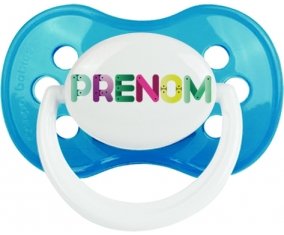 Tétine Prénom ou texte personnalisée alphabet style-35 :Cyan classique Tétine embout anatomique 0/6 mois