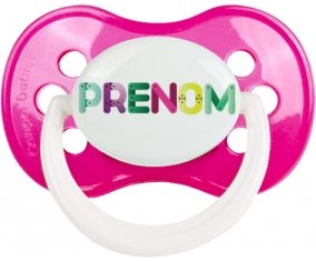Tétine Prénom ou texte personnalisée alphabet style-35 :Rose foncé classique Tétine embout anatomique 0/6 mois