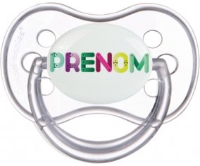 Tétine Prénom ou texte personnalisée alphabet style-35 :Transparente classique Tétine embout anatomique 0/6 mois