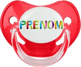 Tétine Prénom ou texte personnalisée alphabet style-36 :Rouge à paillette embout physiologique 0/6 mois