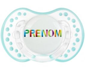Tétine Prénom ou texte personnalisée alphabet style-36 :Retro-blanc-lagon classique Tétine embout Lovi Dynamic 0/6 mois