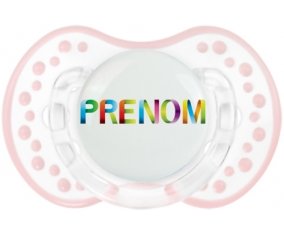 Tétine Prénom ou texte personnalisée alphabet style-36 :Retro-blanc-rose-tendre classique Tétine embout Lovi Dynamic 0/6 mois