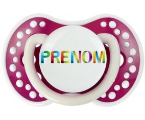 Tétine Prénom ou texte personnalisée alphabet style-36 :Fuchsia phosphorescente Tétine embout Lovi Dynamic 0/6 mois