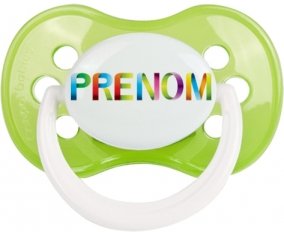 Tétine Prénom ou texte personnalisée alphabet style-36 :Vert classique Tétine embout anatomique 0/6 mois