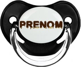 Tétine Prénom ou texte personnalisée alphabet style-37 :Noir classique embout physiologique 0/6 mois
