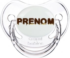 Tétine Prénom ou texte personnalisée alphabet style-37 :Transparent classique embout physiologique 0/6 mois