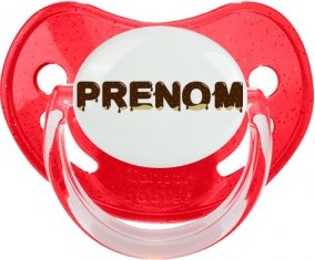 Tétine Prénom ou texte personnalisée alphabet style-37 :Rouge à paillette embout physiologique 0/6 mois