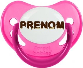 Tétine Prénom ou texte personnalisée alphabet style-37 :Rose phosphorescente embout physiologique 0/6 mois