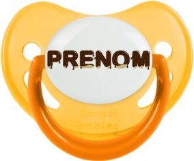 Tétine Prénom ou texte personnalisée alphabet style-37 :Jaune phosphorescente embout physiologique 0/6 mois