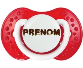 Tétine Prénom ou texte personnalisée alphabet style-37 :Blanc-rouge classique Tétine embout Lovi Dynamic 0/6 mois