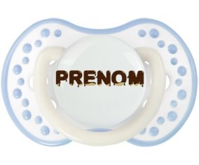 Tétine Prénom ou texte personnalisée alphabet style-37 :Blanc-cyan classique Tétine embout Lovi Dynamic 0/6 mois