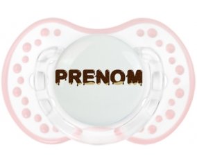 Tétine Prénom ou texte personnalisée alphabet style-37 :Retro-blanc-rose-tendre classique Tétine embout Lovi Dynamic 0/6 mois