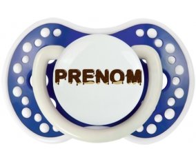 Tétine Prénom ou texte personnalisée alphabet style-37 :Bleu-marine phosphorescente Tétine embout Lovi Dynamic 0/6 mois