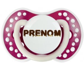 Tétine Prénom ou texte personnalisée alphabet style-37 :Fuchsia phosphorescente Tétine embout Lovi Dynamic 0/6 mois