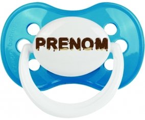 Tétine Prénom ou texte personnalisée alphabet style-37 :Cyan classique Tétine embout anatomique 0/6 mois