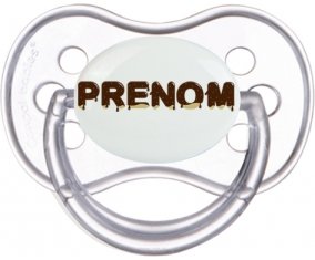 Tétine Prénom ou texte personnalisée alphabet style-37 :Transparente classique Tétine embout anatomique 0/6 mois
