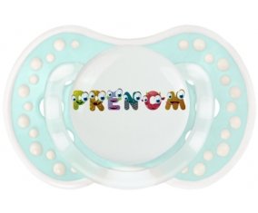 Tétine Prénom ou texte personnalisée alphabet style-38 :Retro-turquoise-lagon classique Tétine embout Lovi Dynamic 0/6 mois