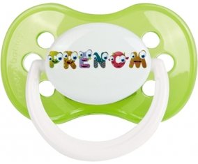 Tétine Prénom ou texte personnalisée alphabet style-38 :Vert classique Tétine embout anatomique 0/6 mois