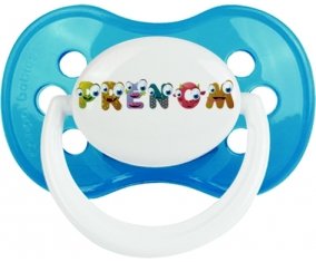 Tétine Prénom ou texte personnalisée alphabet style-38 :Cyan classique Tétine embout anatomique 0/6 mois