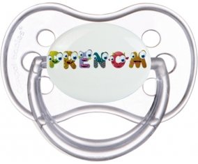 Tétine Prénom ou texte personnalisée alphabet style-38 :Transparente classique Tétine embout anatomique 0/6 mois