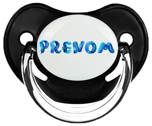 Tétine Prénom ou texte personnalisée alphabet style-39 :Noir classique embout physiologique 0/6 mois