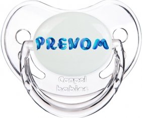 Tétine Prénom ou texte personnalisée alphabet style-39 :Transparent classique embout physiologique 0/6 mois