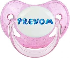 Tétine Prénom ou texte personnalisée alphabet style-39 :Rose à paillette embout physiologique 0/6 mois