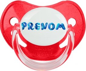 Tétine Prénom ou texte personnalisée alphabet style-39 :Rouge à paillette embout physiologique 0/6 mois