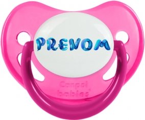 Tétine Prénom ou texte personnalisée alphabet style-39 :Rose phosphorescente embout physiologique 0/6 mois