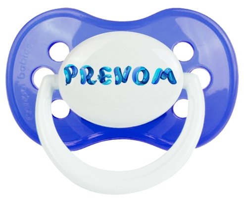 Tétine Prénom ou texte personnalisée alphabet style-39 :Bleu classique Tétine embout anatomique 0/6 mois