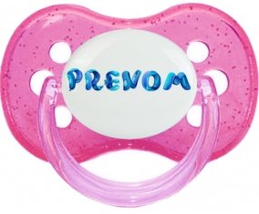 Tétine Prénom ou texte personnalisée alphabet style-39 :Rose à paillette Tétine embout cerise 0/6 mois