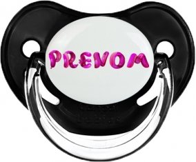 Tétine Prénom ou texte personnalisée alphabet style-40 :Noir classique embout physiologique 0/6 mois