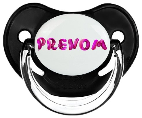 Tétine Prénom ou texte personnalisée alphabet style-40 :Noir classique embout physiologique 0/6 mois